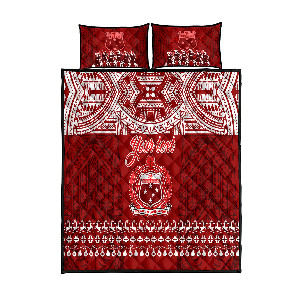 Personalised Toa Samoa Christmas Quilt Bed Set Samoa Siva Tau Manuia Le Kerisimasi Red Vibe LT9 Red - Polynesian Pride