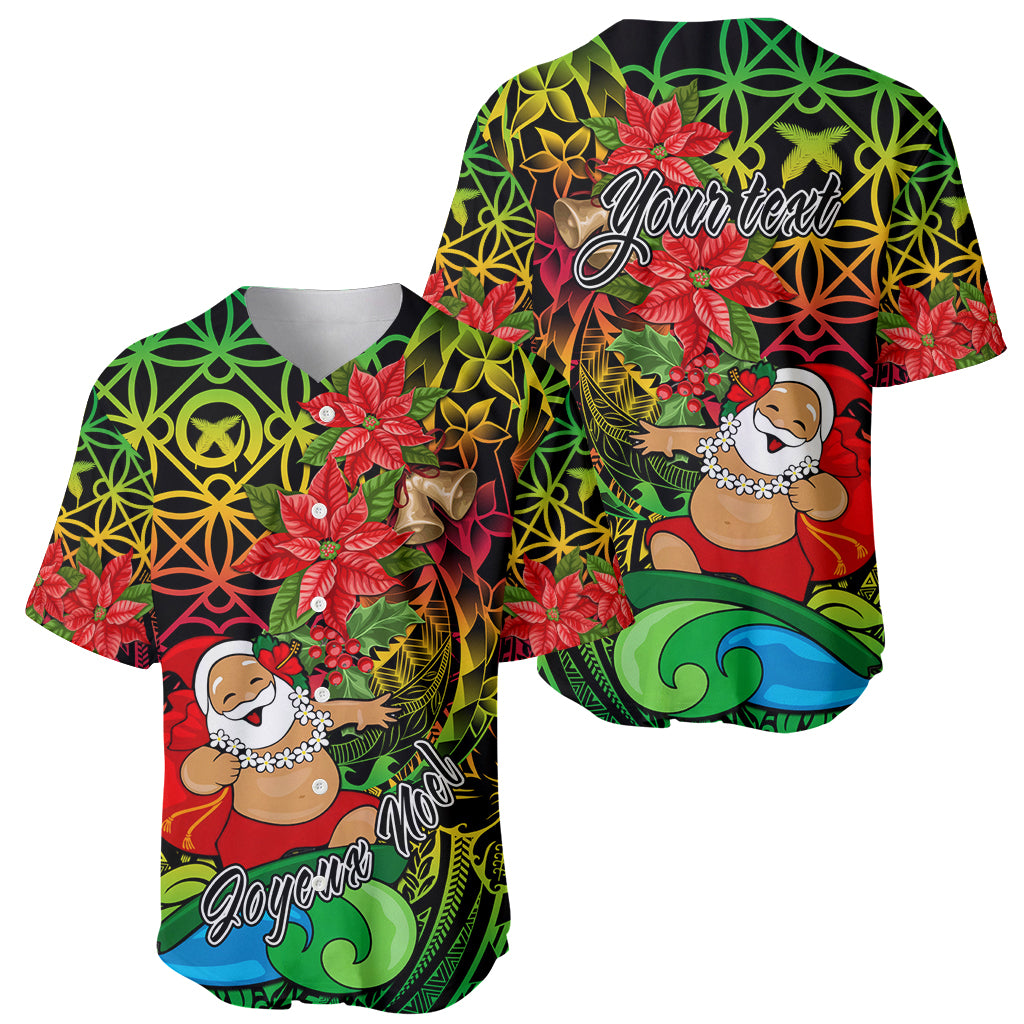 Personalised Vanuatu Joyeux Noel Baseball Jersey Christmas Santas God Yumi LT9 - Polynesian Pride