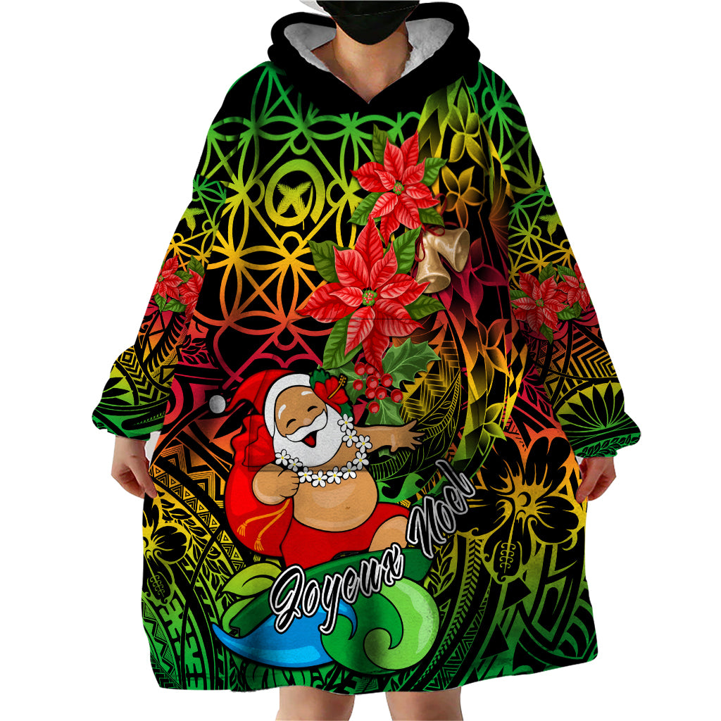 Personalised Vanuatu Joyeux Noel Wearable Blanket Hoodie Christmas Santas God Yumi LT9 - Polynesian Pride