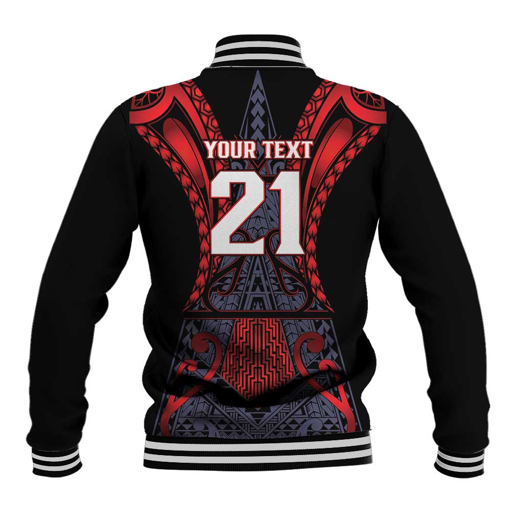 Custom New Zealand Baseball Jacket Maori Kiwiana Pattern Tukutuku Motif