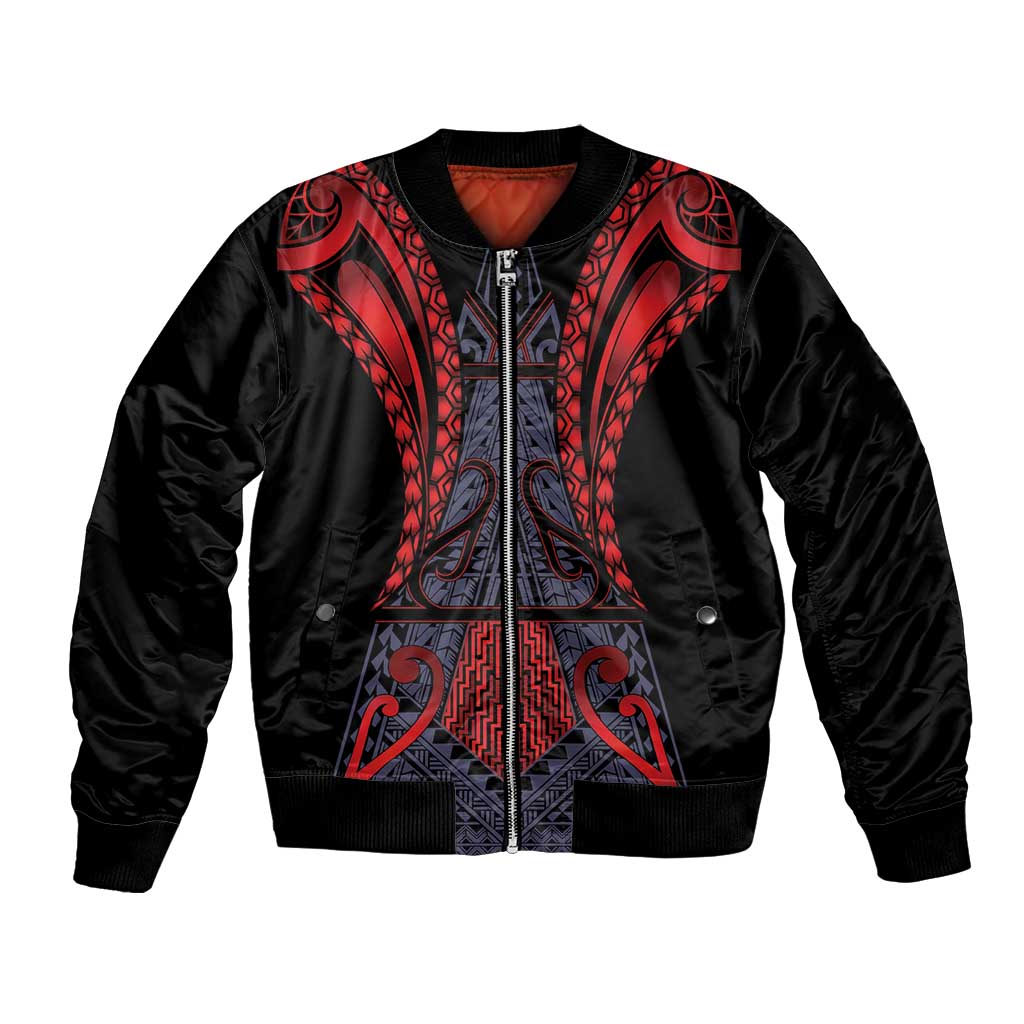 Custom New Zealand Bomber Jacket Maori Kiwiana Pattern Tukutuku Motif
