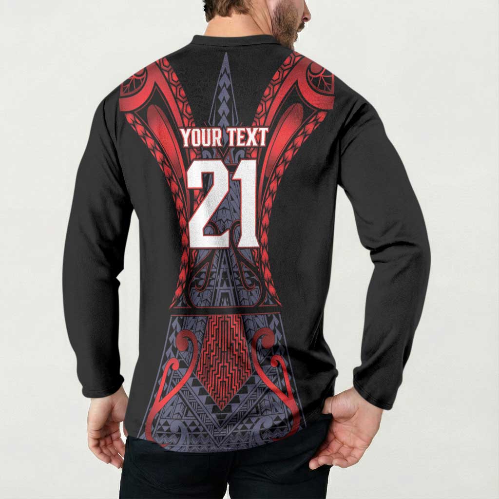 Custom New Zealand Button Sweatshirt Maori Kiwiana Pattern Tukutuku Motif