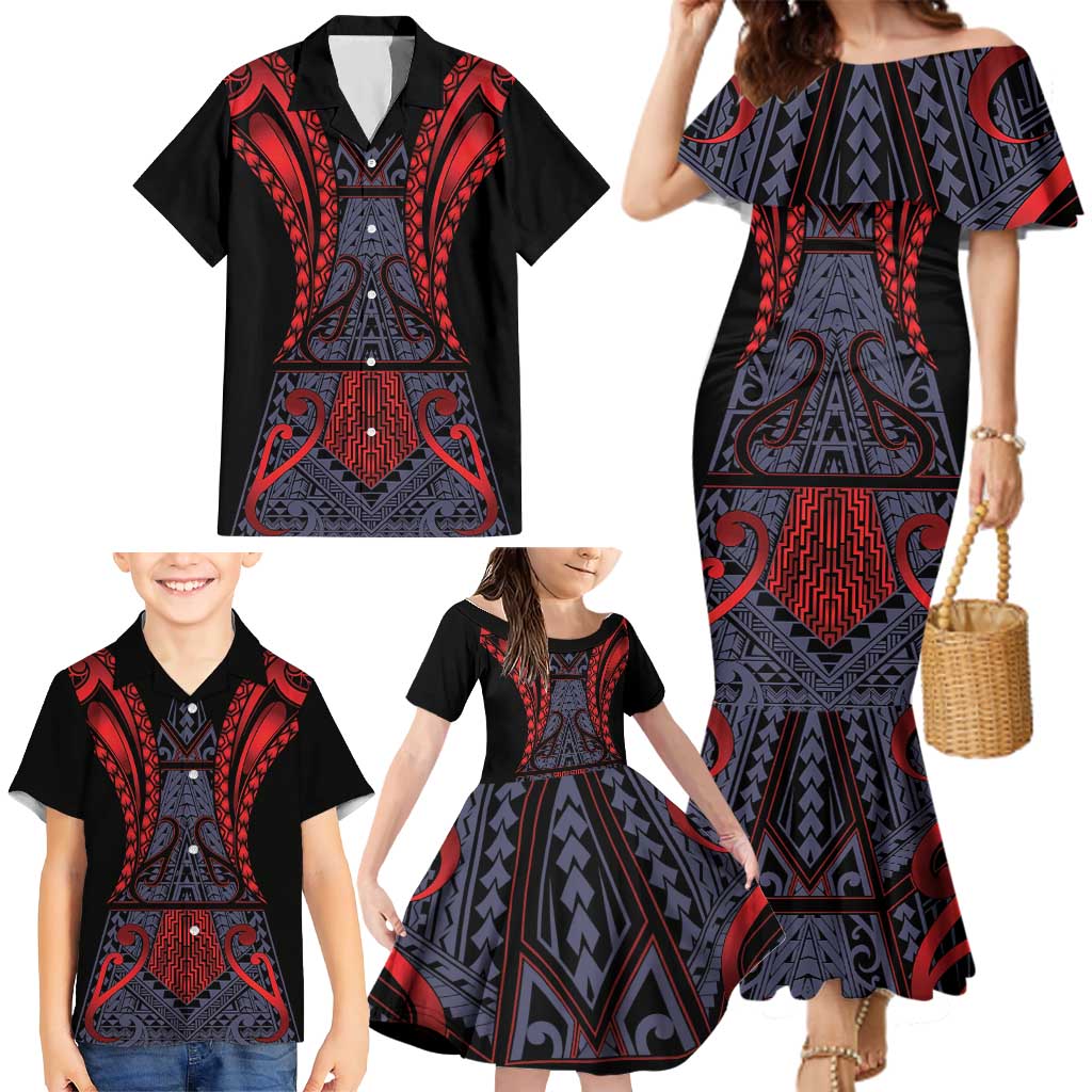 Custom New Zealand Family Matching Mermaid Dress and Hawaiian Shirt Maori Kiwiana Pattern Tukutuku Motif LT9 - Polynesian Pride