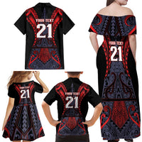 Custom New Zealand Family Matching Off Shoulder Maxi Dress and Hawaiian Shirt Maori Kiwiana Pattern Tukutuku Motif LT9 - Polynesian Pride