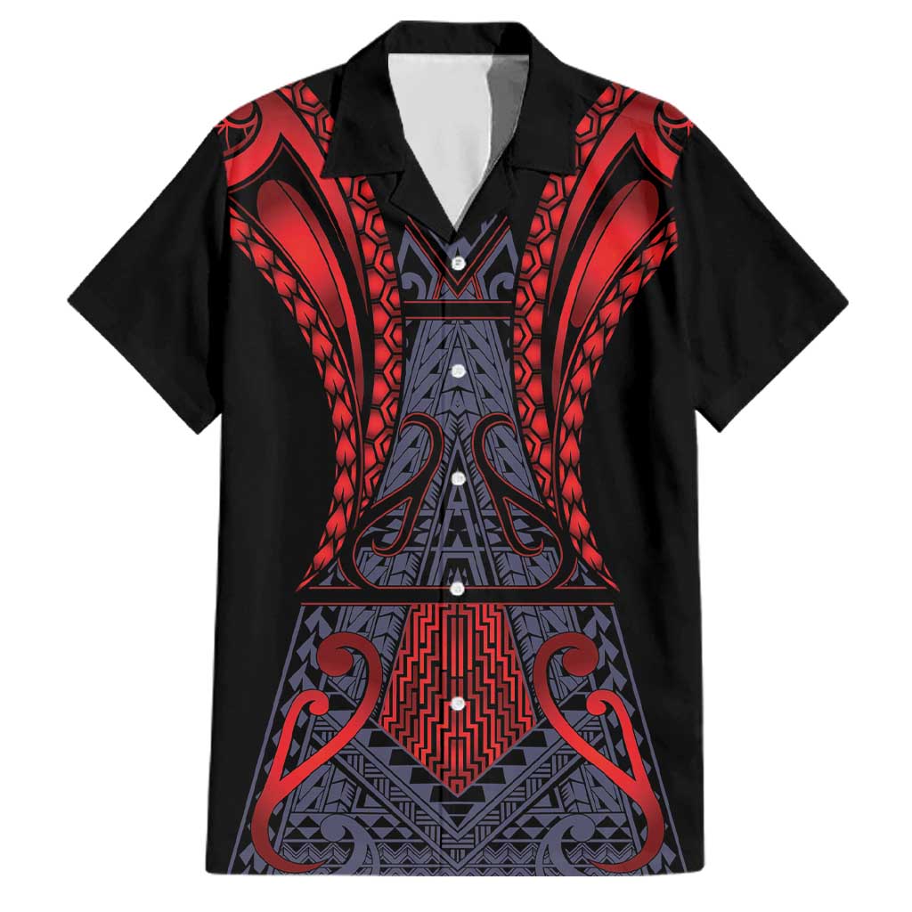 Custom New Zealand Family Matching Short Sleeve Bodycon Dress and Hawaiian Shirt Maori Kiwiana Pattern Tukutuku Motif LT9 Dad's Shirt - Short Sleeve Red - Polynesian Pride
