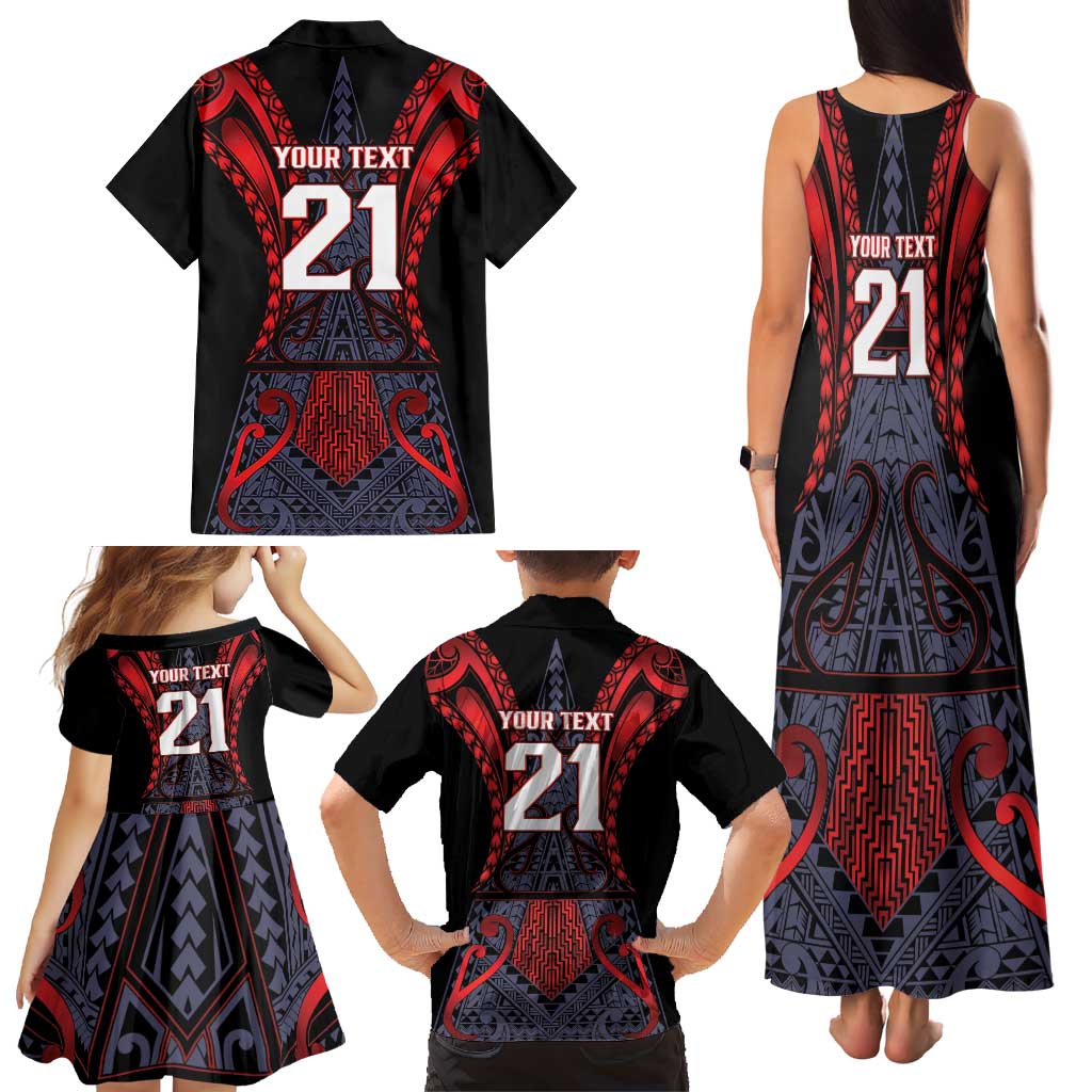 Custom New Zealand Family Matching Tank Maxi Dress and Hawaiian Shirt Maori Kiwiana Pattern Tukutuku Motif LT9 - Polynesian Pride