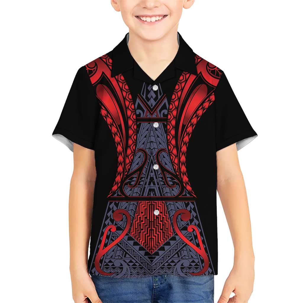 Custom New Zealand Kid Hawaiian Shirt Maori Kiwiana Pattern Tukutuku Motif