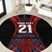 Custom New Zealand Round Carpet Maori Kiwiana Pattern Tukutuku Motif