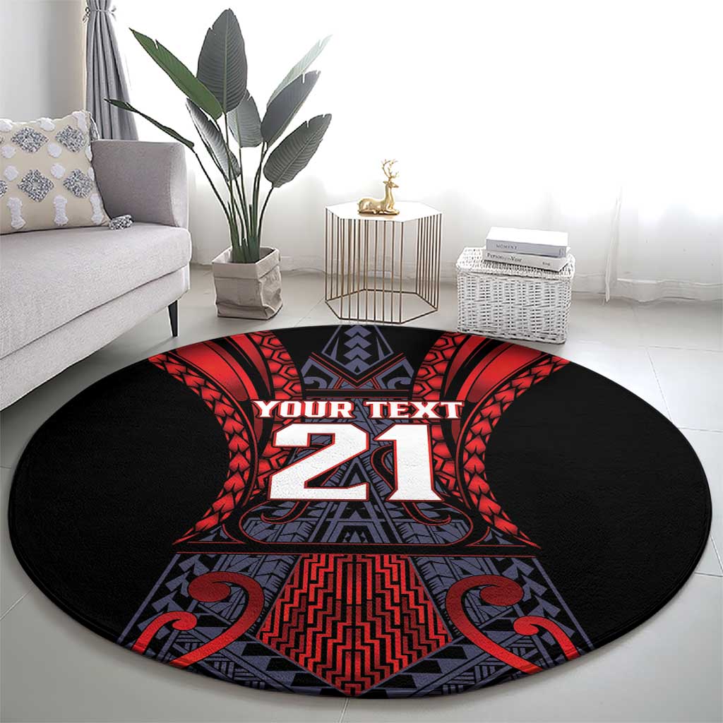 Custom New Zealand Round Carpet Maori Kiwiana Pattern Tukutuku Motif