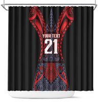 Custom New Zealand Shower Curtain Maori Kiwiana Pattern Tukutuku Motif