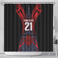Custom New Zealand Shower Curtain Maori Kiwiana Pattern Tukutuku Motif