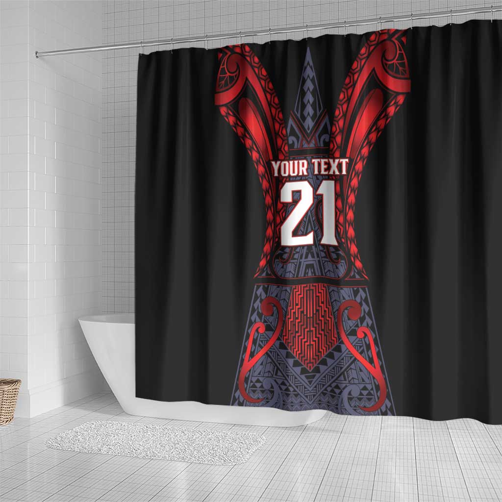 Custom New Zealand Shower Curtain Maori Kiwiana Pattern Tukutuku Motif