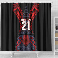 Custom New Zealand Shower Curtain Maori Kiwiana Pattern Tukutuku Motif