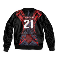 Custom New Zealand Sleeve Zip Bomber Jacket Maori Kiwiana Pattern Tukutuku Motif