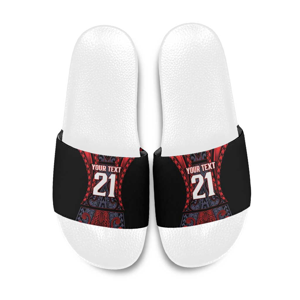 Custom New Zealand Slide Sandals Maori Kiwiana Pattern Tukutuku Motif