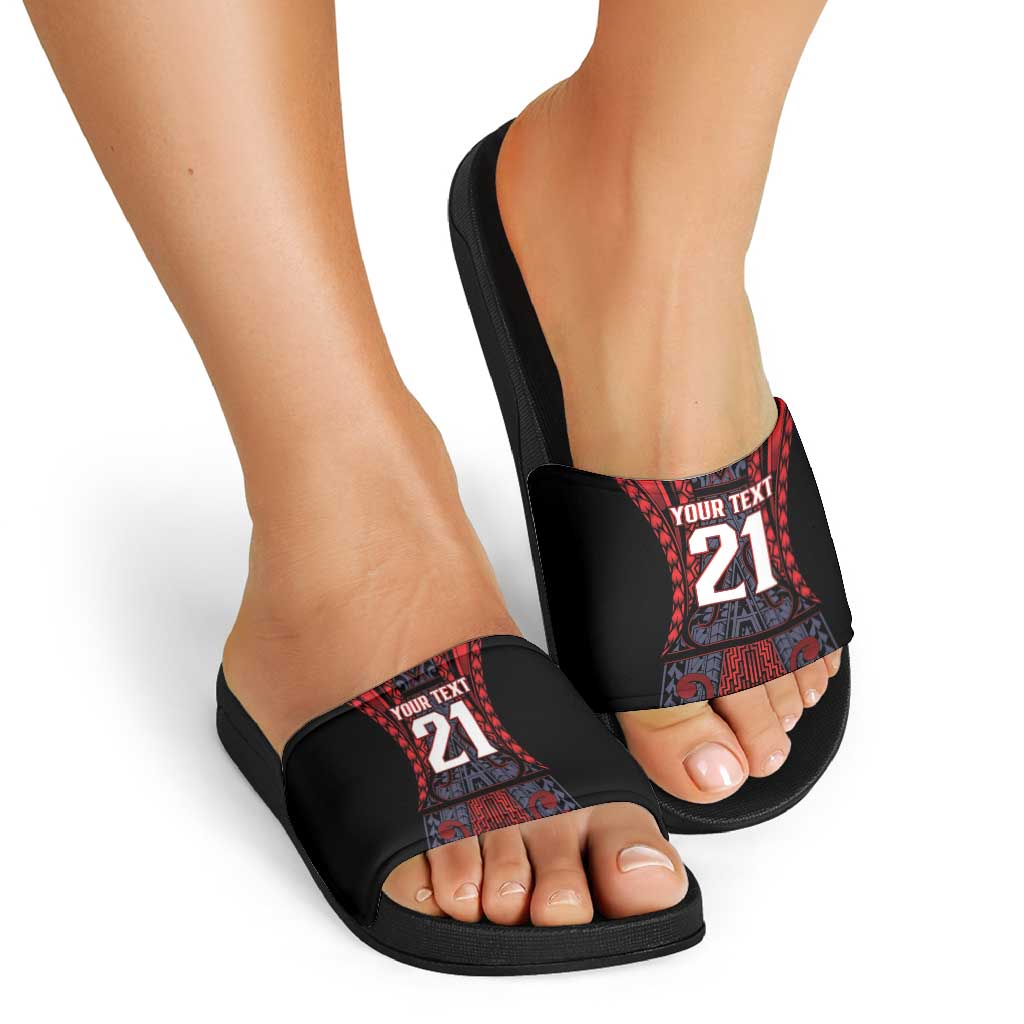 Custom New Zealand Slide Sandals Maori Kiwiana Pattern Tukutuku Motif
