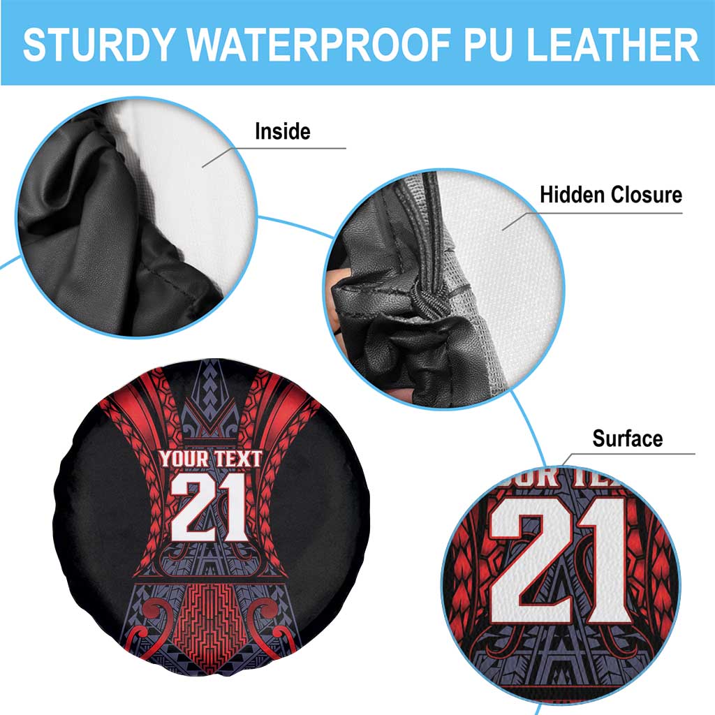Custom New Zealand Spare Tire Cover Maori Kiwiana Pattern Tukutuku Motif