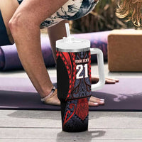Custom New Zealand Tumbler With Handle Maori Kiwiana Pattern Tukutuku Motif