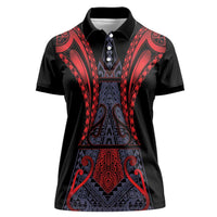 Custom New Zealand Women Polo Shirt Maori Kiwiana Pattern Tukutuku Motif LT9 Female Red - Polynesian Pride