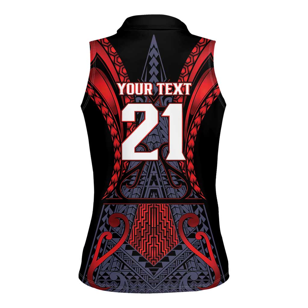 Custom New Zealand Women Sleeveless Polo Shirt Maori Kiwiana Pattern Tukutuku Motif LT9 - Polynesian Pride