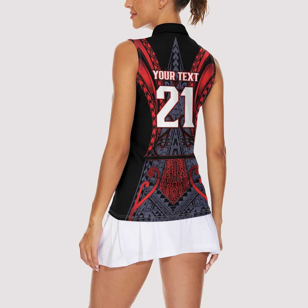 Custom New Zealand Women Sleeveless Polo Shirt Maori Kiwiana Pattern Tukutuku Motif LT9 - Polynesian Pride