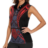 Custom New Zealand Women Sleeveless Polo Shirt Maori Kiwiana Pattern Tukutuku Motif LT9 - Polynesian Pride