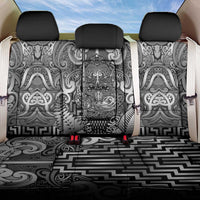 New Zealand Taiaha Maori Back Car Seat Cover Kiwikiwi Minimalist Silver Fern Tukutuku Motif LT9 One Size White - Polynesian Pride