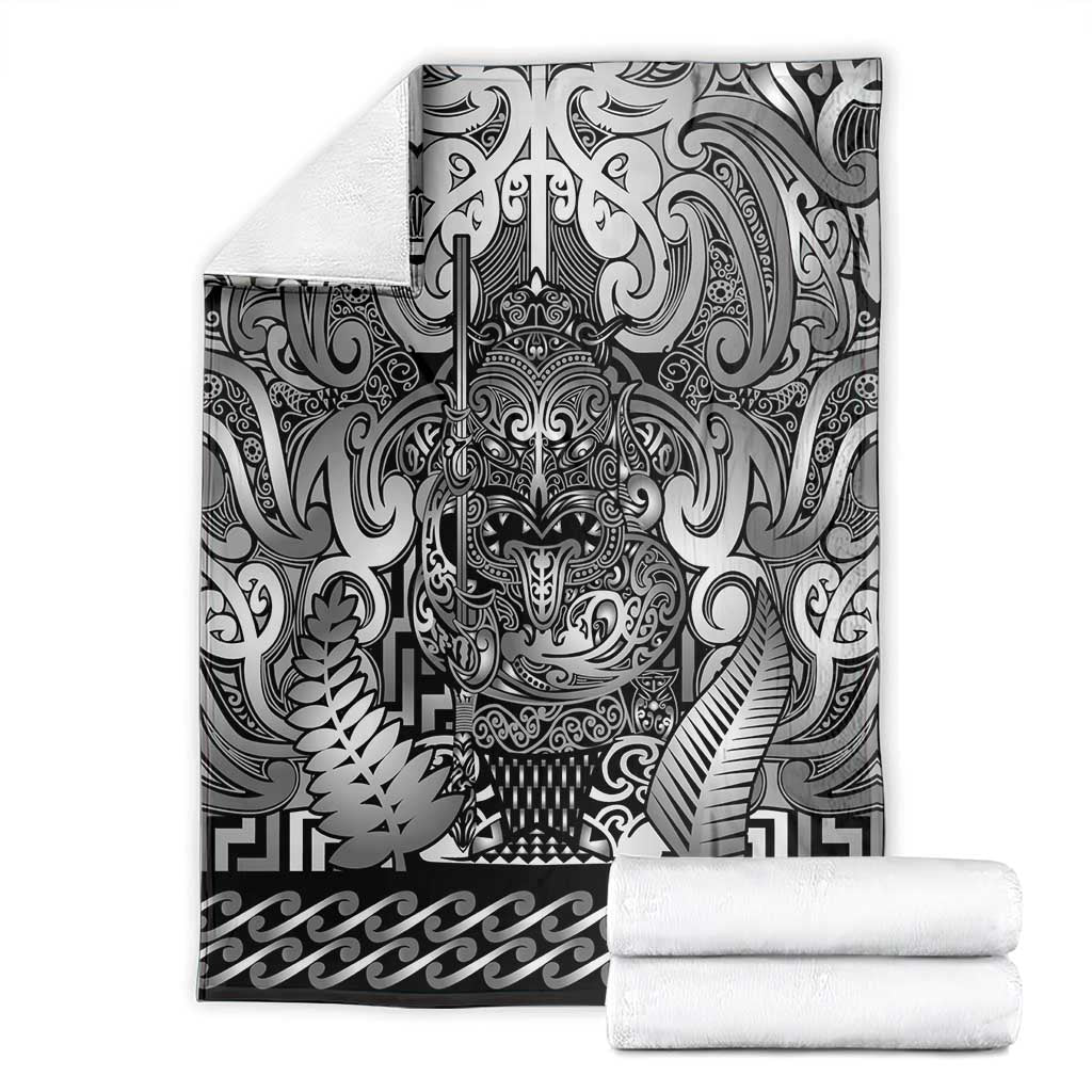 New Zealand Taiaha Maori Blanket Kiwikiwi Minimalist Silver Fern Tukutuku Motif LT9 - Polynesian Pride