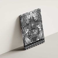 New Zealand Taiaha Maori Canvas Wall Art Kiwikiwi Minimalist Silver Fern Tukutuku Motif LT9 - Polynesian Pride