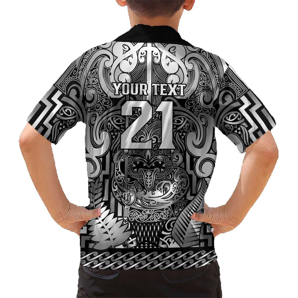 Custom New Zealand Taiaha Maori Family Matching Mermaid Dress and Hawaiian Shirt Kiwikiwi Minimalist Silver Fern Tukutuku Motif LT9 - Polynesian Pride