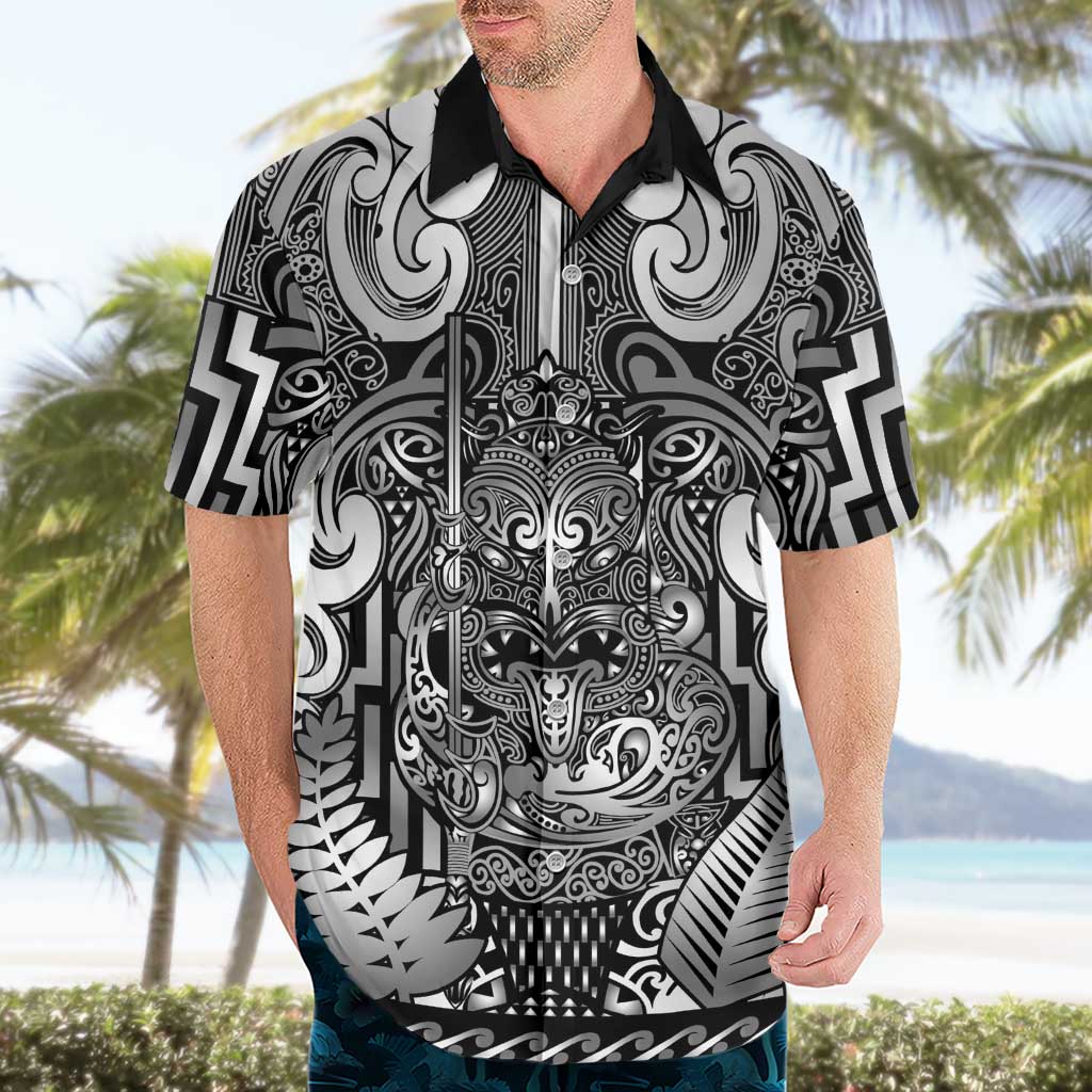 Custom New Zealand Taiaha Maori Hawaiian Shirt Kiwikiwi Minimalist Silver Fern Tukutuku Motif LT9 - Polynesian Pride