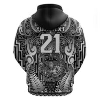 Custom New Zealand Taiaha Maori Hoodie Kiwikiwi Minimalist Silver Fern Tukutuku Motif LT9 - Polynesian Pride
