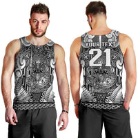 Custom New Zealand Taiaha Maori Men Tank Top Kiwikiwi Minimalist Silver Fern Tukutuku Motif LT9 - Polynesian Pride