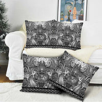 New Zealand Taiaha Maori Pillow Cover Kiwikiwi Minimalist Silver Fern Tukutuku Motif LT9 - Polynesian Pride