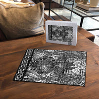 New Zealand Taiaha Maori Puzzle Kiwikiwi Minimalist Silver Fern Tukutuku Motif LT9 - Polynesian Pride