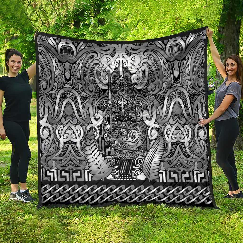 New Zealand Taiaha Maori Quilt Kiwikiwi Minimalist Silver Fern Tukutuku Motif LT9 - Polynesian Pride