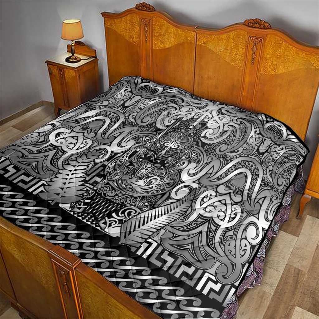 New Zealand Taiaha Maori Quilt Kiwikiwi Minimalist Silver Fern Tukutuku Motif LT9 - Polynesian Pride