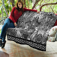 New Zealand Taiaha Maori Quilt Kiwikiwi Minimalist Silver Fern Tukutuku Motif LT9 - Polynesian Pride