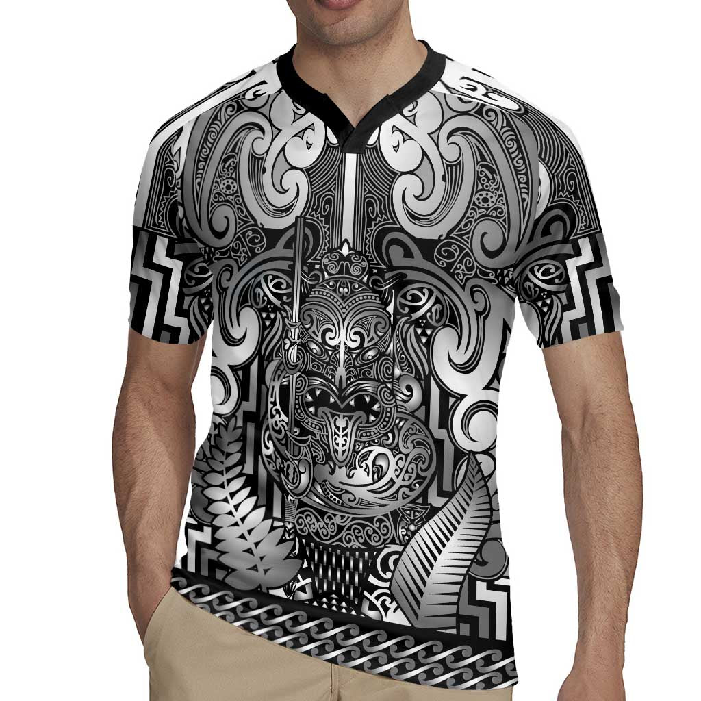 Custom New Zealand Taiaha Maori Rugby Jersey Kiwikiwi Minimalist Silver Fern Tukutuku Motif LT9 - Polynesian Pride