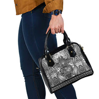 New Zealand Taiaha Maori Shoulder Handbag Kiwikiwi Minimalist Silver Fern Tukutuku Motif LT9 - Polynesian Pride