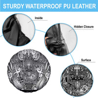 New Zealand Taiaha Maori Spare Tire Cover Kiwikiwi Minimalist Silver Fern Tukutuku Motif LT9 - Polynesian Pride