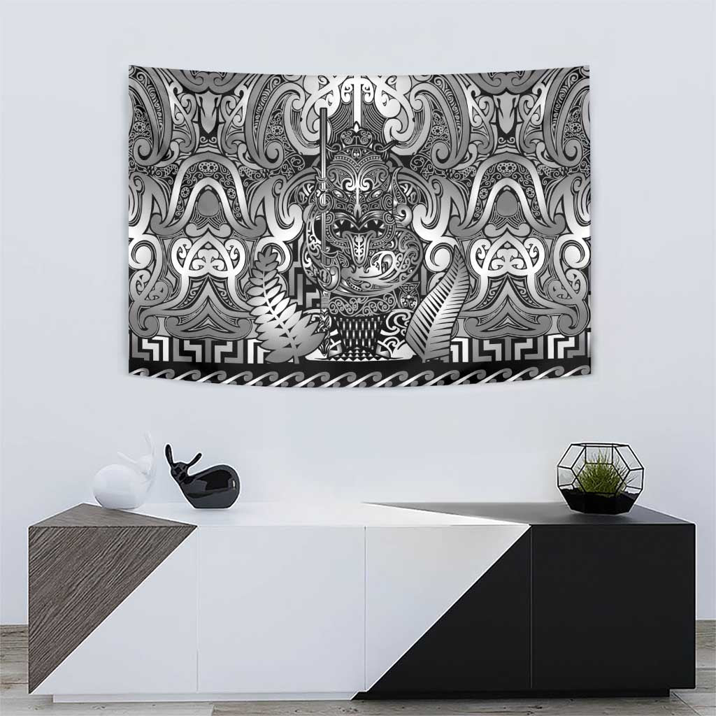 New Zealand Taiaha Maori Tapestry Kiwikiwi Minimalist Silver Fern Tukutuku Motif LT9 - Polynesian Pride