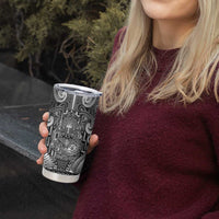 Custom New Zealand Taiaha Maori Tumbler Cup Kiwikiwi Minimalist Silver Fern Tukutuku Motif LT9 - Polynesian Pride