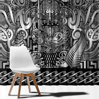 New Zealand Taiaha Maori Window Curtain Kiwikiwi Minimalist Silver Fern Tukutuku Motif LT9 - Polynesian Pride