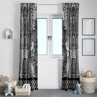 New Zealand Taiaha Maori Window Curtain Kiwikiwi Minimalist Silver Fern Tukutuku Motif LT9 - Polynesian Pride