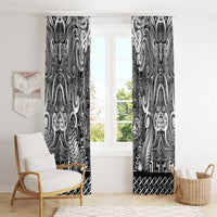 New Zealand Taiaha Maori Window Curtain Kiwikiwi Minimalist Silver Fern Tukutuku Motif LT9 - Polynesian Pride