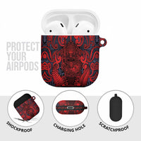 New Zealand Taiaha Maori AirPods Case Whero Minimalist Silver Fern Tukutuku Motif LT9 - Polynesian Pride