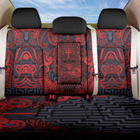 New Zealand Taiaha Maori Back Car Seat Cover Whero Minimalist Silver Fern Tukutuku Motif LT9 One Size Red - Polynesian Pride