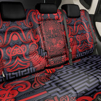 New Zealand Taiaha Maori Back Car Seat Cover Whero Minimalist Silver Fern Tukutuku Motif LT9 - Polynesian Pride