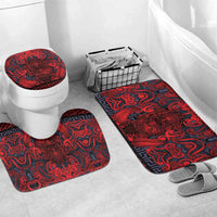 New Zealand Taiaha Maori Bathroom Set Whero Minimalist Silver Fern Tukutuku Motif